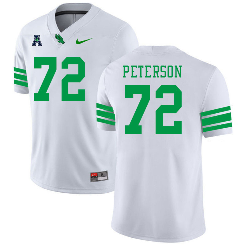 #72 Landon Peterson North Texas Mean Green College Football Jerseys Stitched-White